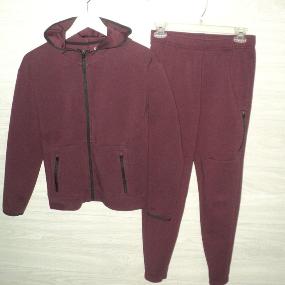 DSG Hoodie & Pants Track Suit Jogger Set Boy's L (14/16) Burgundy Front Zipped